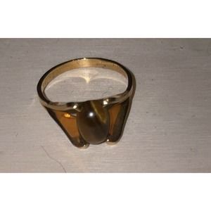 VINTAGE Dainty Gold Plated Sterling Silver Tiger's Eye Ring SZ 6